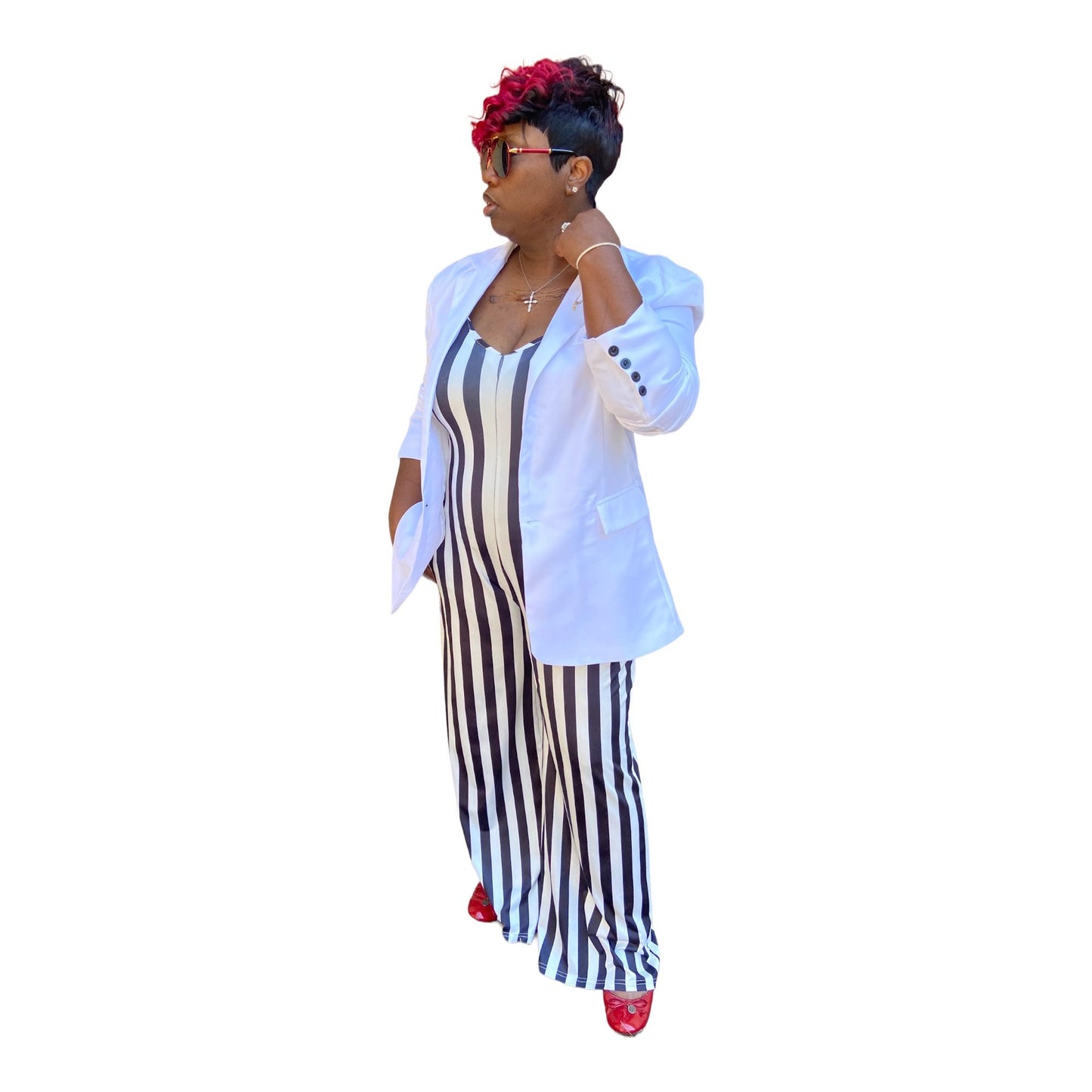 " Oretha " Stripe Jumpsuit